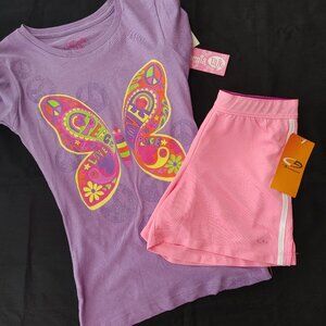GIRLS BUTTERFLY, PEACE ** TOP, SHORT OUTFIT